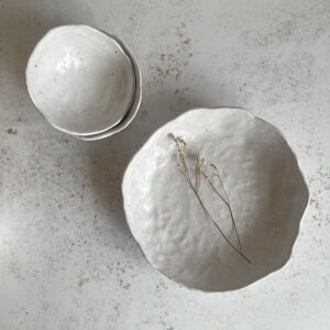 Handmade flecked stoneware bowls